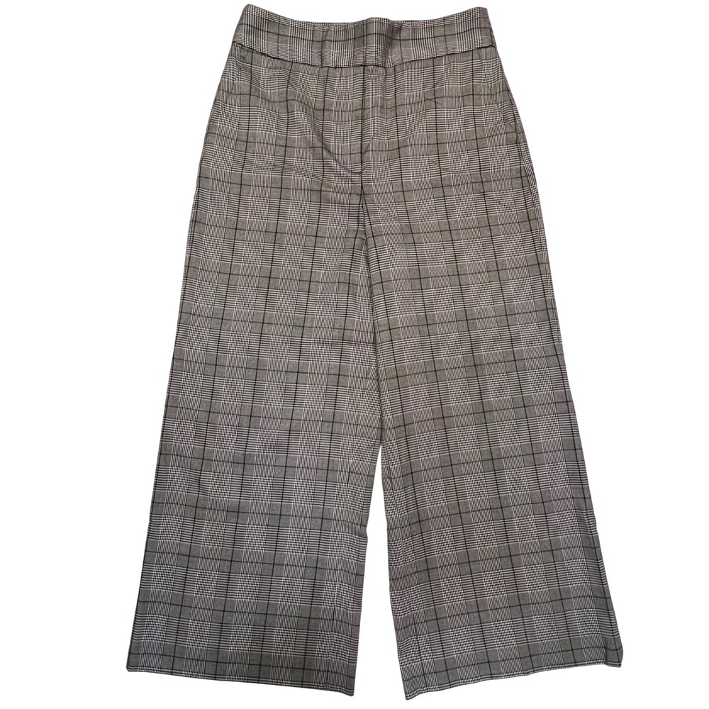 Calvin Klein Black White Plaid Wide Leg Preppy Dark Academia Pants Size 12